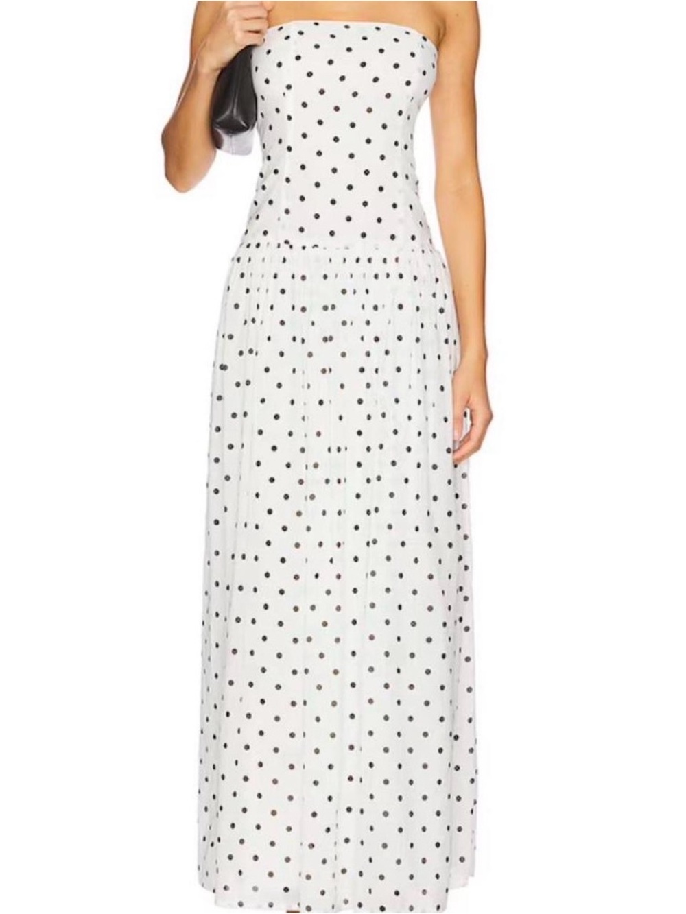 Strapless White Polka Dot Maxi Dress - Timeless Summer Style
